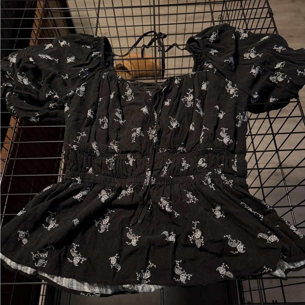 Maurices Black and White Patterned Blouse